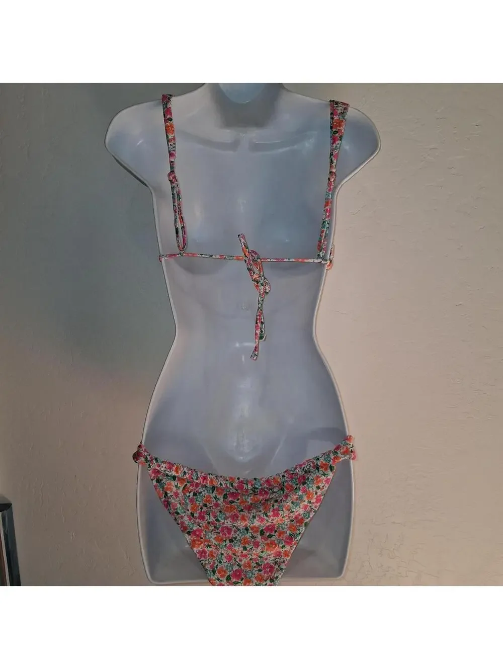 Y2K Floral Bikini Set with pink, orange, and green flowers. xl